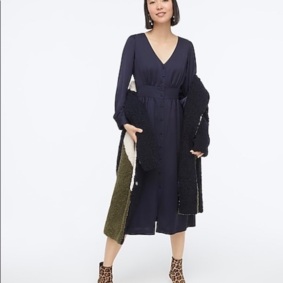 J Crew Button-front A-line Midi Dress Long Sleeve - Picture 8 of 8